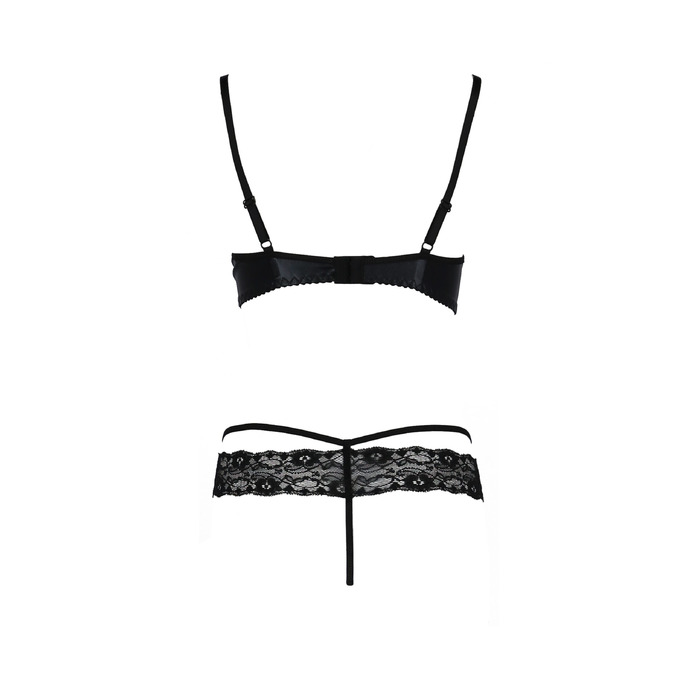 Комплект белья из латекса Passion NORTH SET с кружевной отделкой, черный, S/M