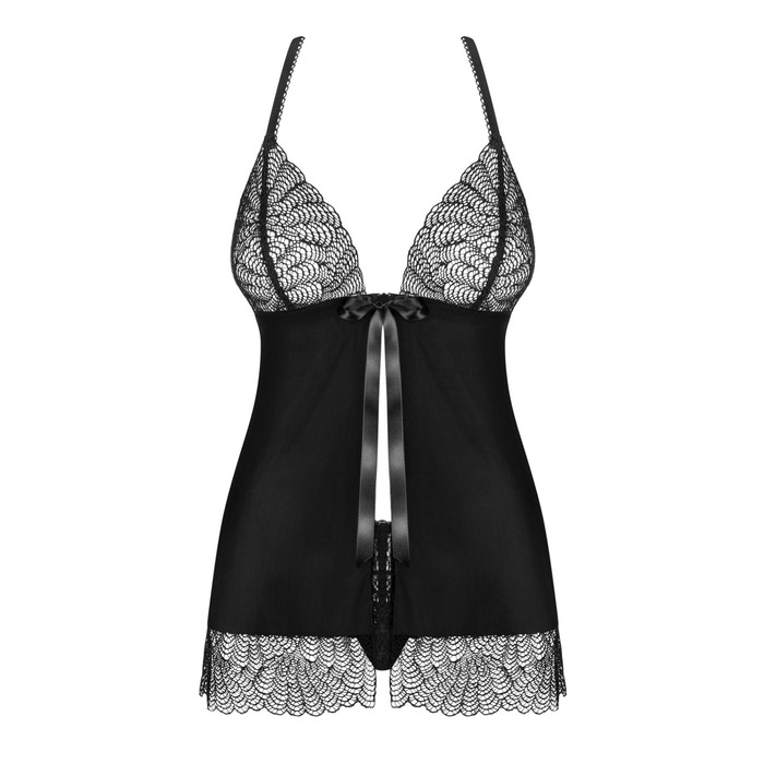 Бебідол Obsessive Chiccanta babydoll & thong black L/XL