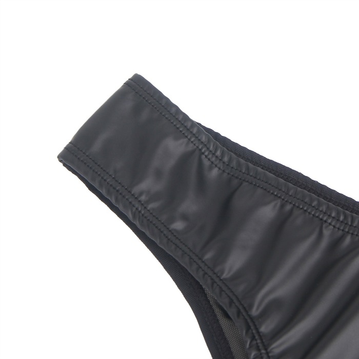 Труси на блискавці Star Night з екошкіри, чорні, M