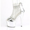 Босоножки Pleaser Adore-765RM, каблук 7 дюймов, 2 3/4 дюйма, закрытый задник, молния сзади, серебристый