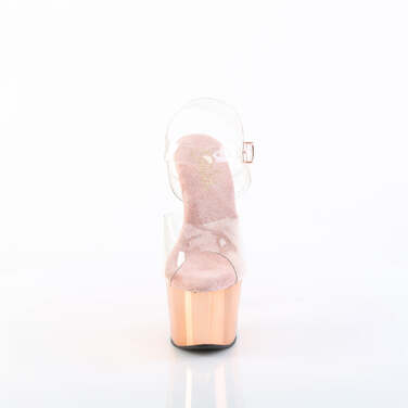 Босоножки Adore-708, каблук 7 дюймов, ремешок на щиколотке шириной 2 3/4 дюйма, прозрачный/розово-золотистый хром