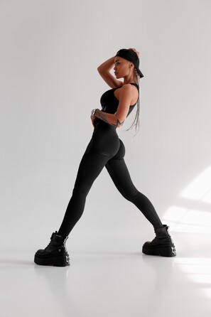 Легінси FZ Black Mesh Leggings with Shiny Thong and Elastic Waist