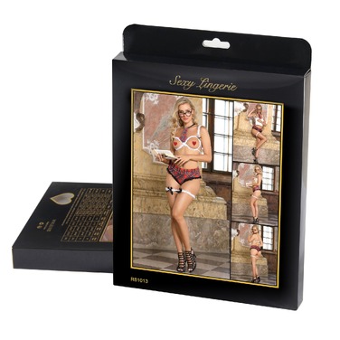 Костюм школярки Star Night 4 предмети, біло-червоний, XL-2XL