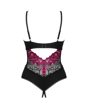 Боді з квітковим мереживом Obsessive Rosenty та відкритим доступом, XS/S