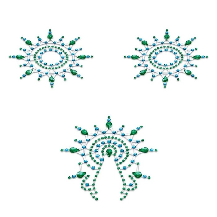 Украшения для груди и бикини со стразами Gloria Petits Joujoux, зелено-голубые