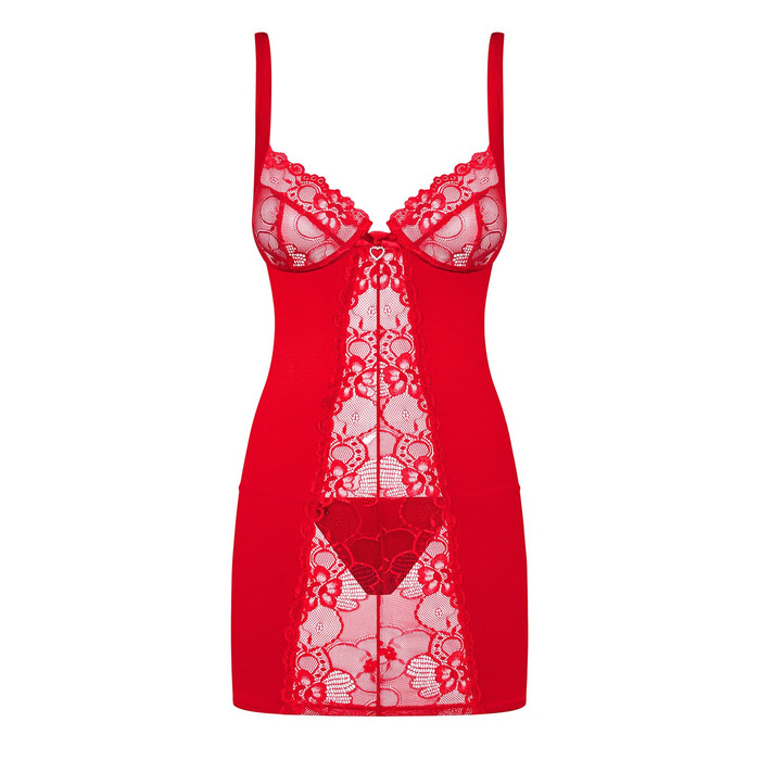 Пеньюар Obsessive Heartina та стрінги L/XL