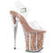 Босоножки Pleaser Flamingo-808G. Каблук 8 дюймов, ремешок на щиколотке 4 дюйма, прозрачный/розовое золото.