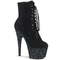 Чоботи Pleaser Adore-1020FSMG *7-дюймовий каблук, 2 3/4-дюймові черевики на шнурівці зпереду, збоку блискавка, чорні