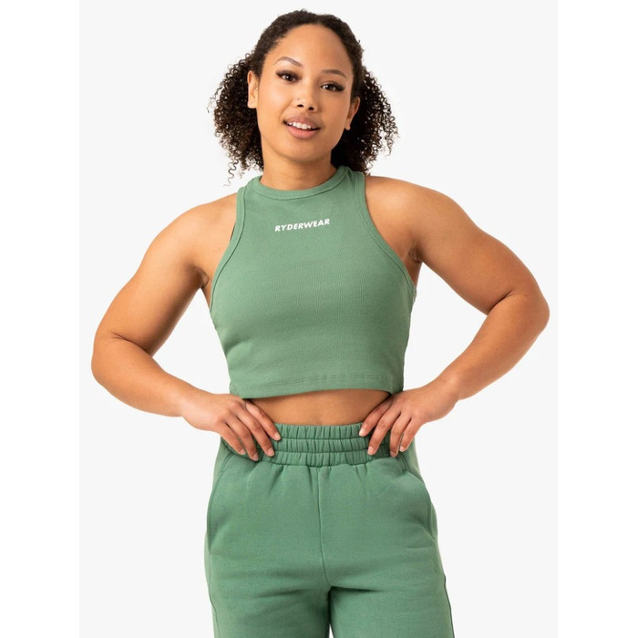 Майка Sideline Rib Crop Tank - Forest Green