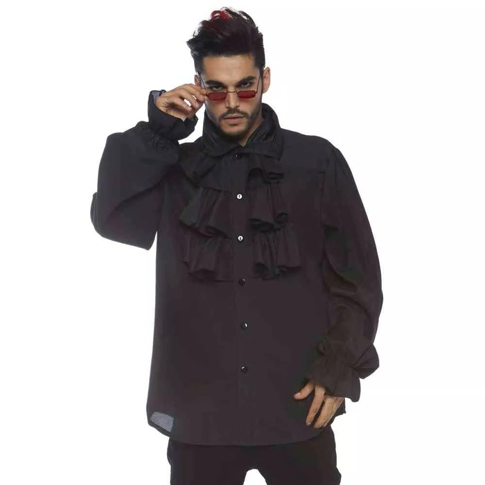 Чорна костюмна сорочка з воланами Leg Avenue M