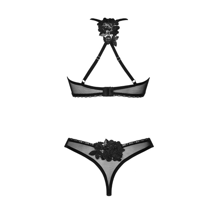 Комплект в сіточку Obsessive Latinesa ліф та трусики, чорний, XS/S