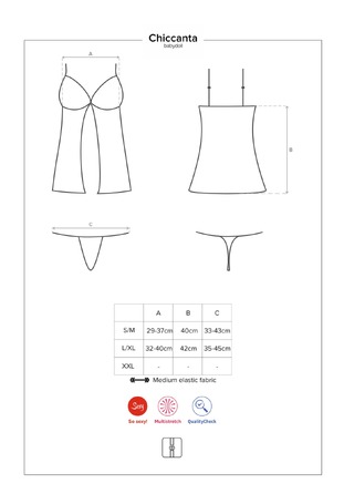 Бебідол Obsessive Chiccanta babydoll & thong black L/XL
