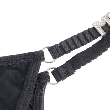 Черные сексуальные трусики стринги Star Night со стразами, М