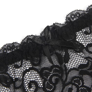 Комплект мереживний пояс для панчіх з трусиками StarNight, чорний, L