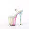 Босоніжки Pleaser Flamingo-808RG-03 на підборах 8 дюймів, ремінець на щиколотці 4 дюйми з ремінцем PF, що реагує на ультрафіолетове випромінювання, прозорі/різнокольорові