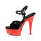 Босоніжки Pleaser Delight-609 на підборах 6 дюймів, босоніжки з ремінцем на щиколотці 1 3/4 дюйма, чорні/червоні