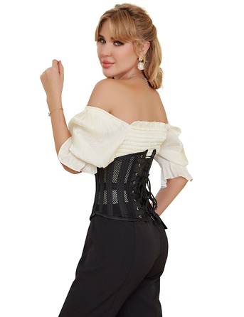 Корсет из сетки Star Night Steel Bones Grid Corsets с крючками и шнуровкой, черный, XL (без коробки)