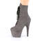 Чоботи Pleaser Adore-1020FS *7-дюймовий каблук, 2 3/4-дюймові черевики до щиколотки зі шнурівкою, бічна блискавка, сіра штучна замша