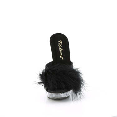 Шльопанці Sultry-601F *6 дюймів на підборах, 1 дюйм PF Marabou Slipper, чорні/прозорі