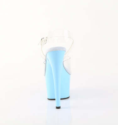 Босоніжки Adore-708 на підборах 7 дюймів, босоніжки з ремінцем на щиколотці 2 3/4 дюйма, прозорі/ніжно-блакитні