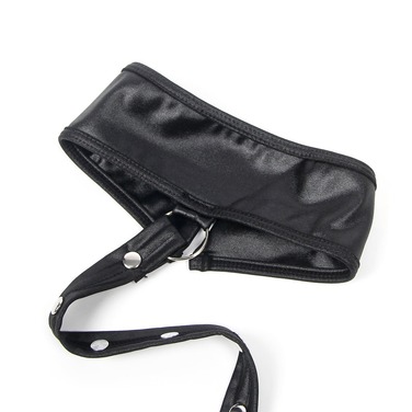 Платье из искусственной кожи и ремешками на руки и шею Star Night с трусиками, черный, XL