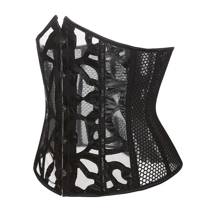 Корсет из сетки с узором Star Night с крючками и шнуровкой, с трусиками в комплекте, S (без коробки)