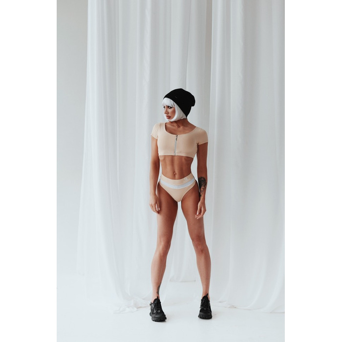 Топ Fitzona BEIGE SWIMSUIT TOP WITH SLEEVES AND ZIPER