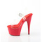 Босоніжки Pleaser Adore-708 на підборах 7 дюймів, босоніжки з ремінцем на щиколотці 2 3/4 дюйма, прозорі/червоні