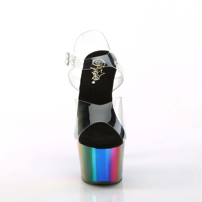 Босоножки Adore-708RC **Каблук 7 дюймов, хромированный ремешок на щиколотке шириной 2 3/4 дюйма, прозрачный/разноцветный