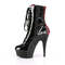 Чоботи Pleaser Delight-1020FH на підборах 6 дюймів, двоколірні черевики на шнурівці 1 3/4 дюйма, блискавка збоку, чорні/червоні