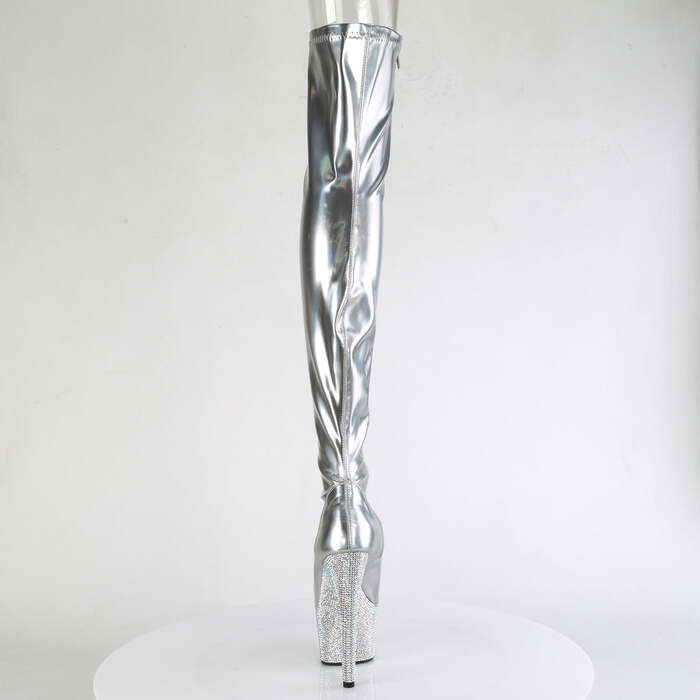 Чоботи Bejeweled-3011-7 *7 дюймів на підборах, 2 3/4 дюйма з відкритим носком та застібкою-блискавкою збоку, сріблясті