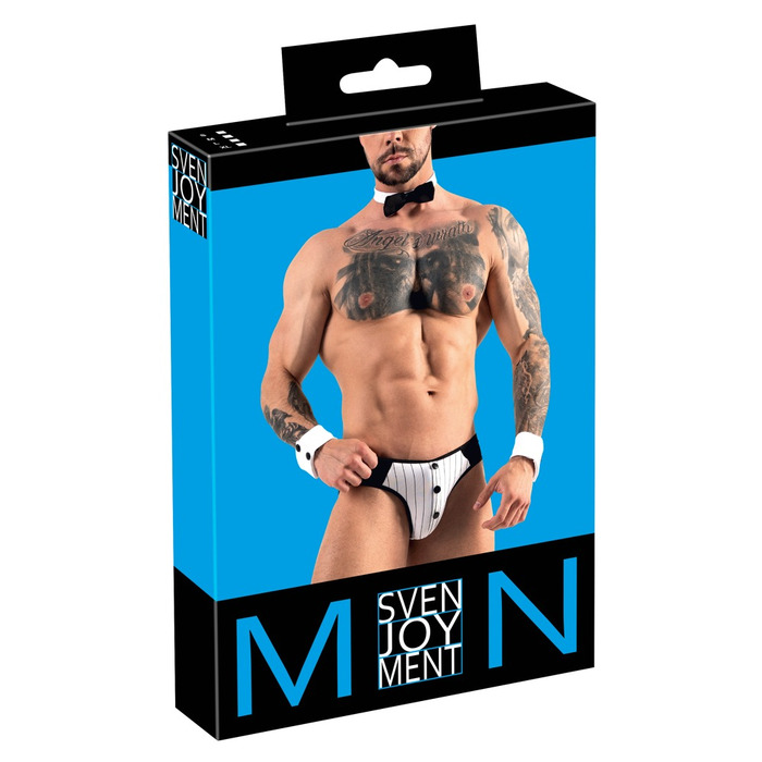 Мужской костюм Sven Joy Ment Men's Jock Briefs из трех предметов, черно-белый, размер M