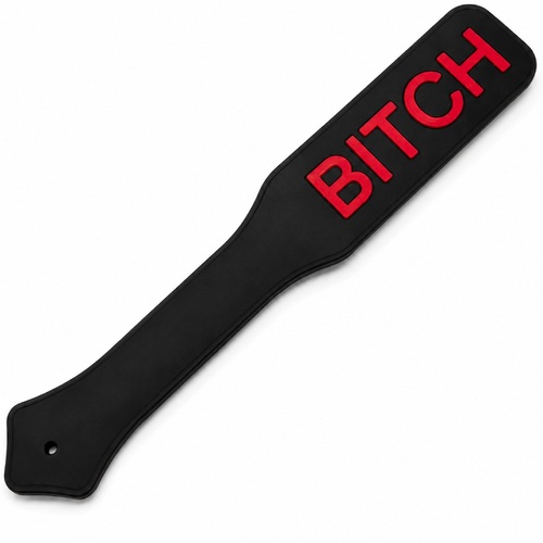 Паддл DS Fetish із червоним написом Bitch, чорний