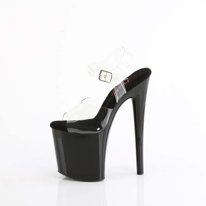 Босоножки Naughty-808, каблук 8 дюймов, ремешком на щиколотке шириной 4 дюйма, прозрачный/черный