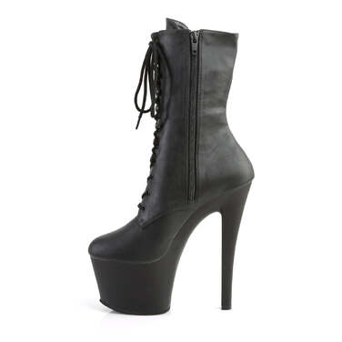 Ботинки Sky-1020, каблук 7 дюймов, высота ботинок PF 2 3/4 дюйма, молния сбоку, чёрная искусственная кожа/чёрный