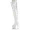 Чоботи Pleaser Adore-3063 на підборах 7 дюймів, еластичні черевики до стегна 2 3/4 дюйма зі шнурівкою ззаду, блискавка збоку, білі