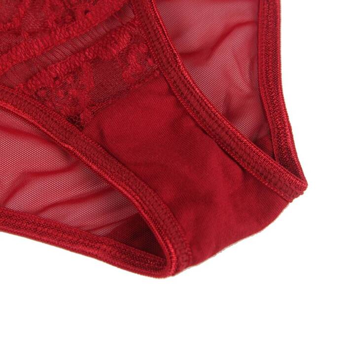 Сексуальні мереживні трусики Star Night з поясом і підв'язками для панчіх, червоний