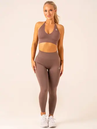 Топ Ryderwear Lift Rib Seamless Halter Sports Bra - Deep Taupe