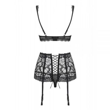 Комплект з поясом для панчіх Obsessive 856-SEG-1 3 pcs set S/M