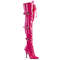 Boots Pleaser Seduce-3028 Эластичные сапоги до бедра на каблуке 5 дюймов, со шнуровкой, ремешком на пряжке и молнией сбоку, розовые