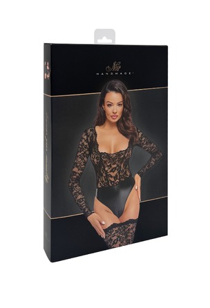 Боді з мереживом, F296 Noir Handmade Psyche з відкритим доступом, з блискавкою, чорне, розмір S