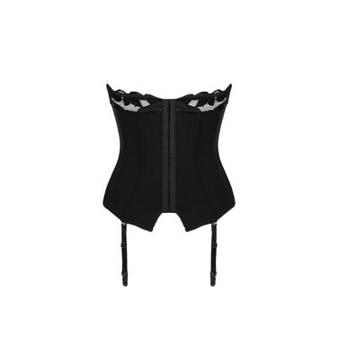 Корсет с кружевными чашками Obsessive Editya и пажами для чулок, черный, XS/S