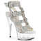 Босоніжки Pleaser Delight-656RS на підборах 6 дюймів, 1 3/4 дюйма з Т-подібним ремінцем та подвійною пряжкою, зі стразами, сріблясті стрази/прозорі