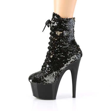 Чоботи Adore-1020SQ *7 дюймів на підборах, 2 3/4 дюйма з блискавкою збоку, золотисто-чорні