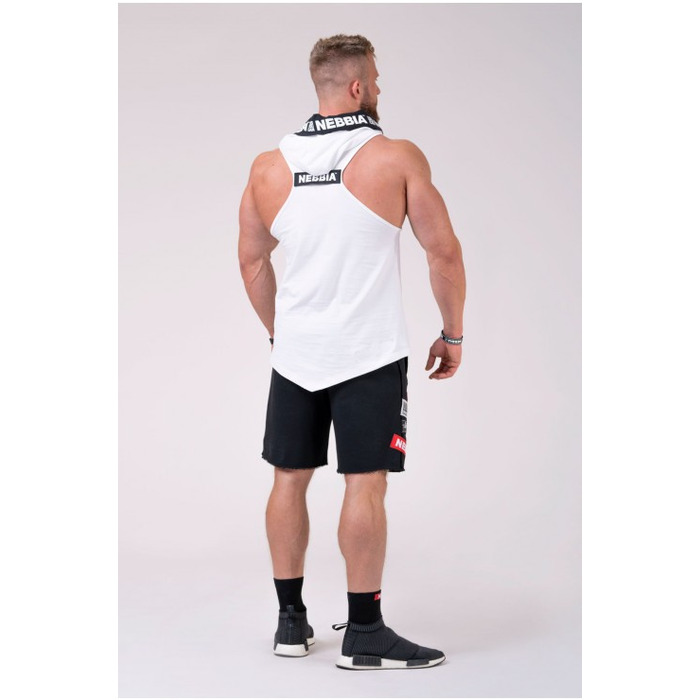Майка с капюшоном NEBBIA NO EXCUSES Tank Top with a Hoodie 173 white