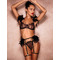 Мереживний комплект Star Night Sexy Set з пір'ям та ланцюжками, чорний, XS-S (без коробки)