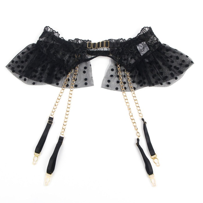 Комплект черного сексуального кружевного белья Star Night с поясом для чулок, M (без коробки)