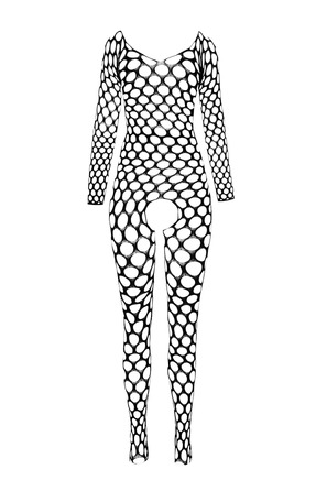 Боди BS077 в крупную сетку, черный
