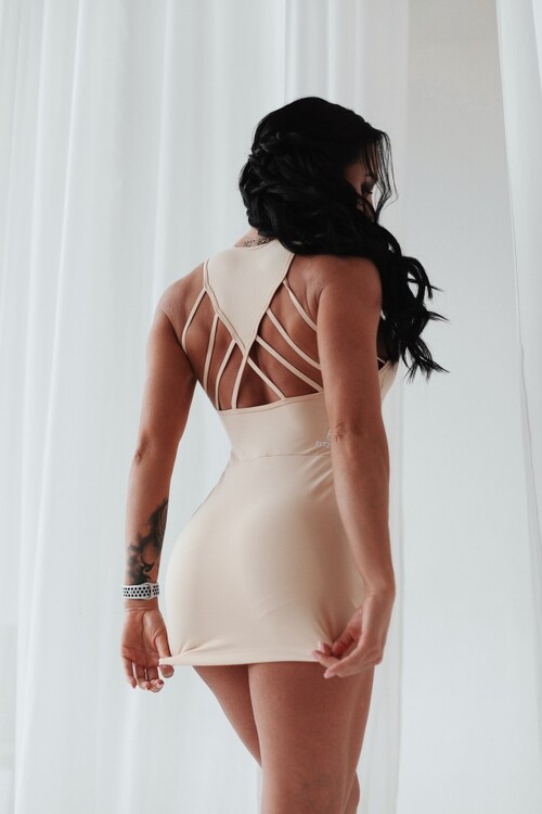 Плаття Fitzona BEIGE MINI DRESS WITH DETAIL ON THE BACK