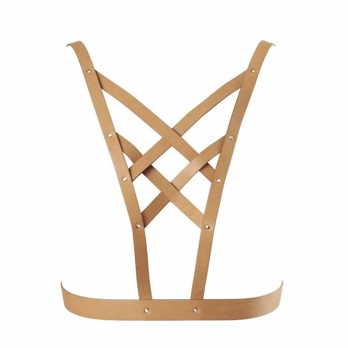 Портупея з перехресним плетивом на грудях MAZE Bijoux Indiscrets бежева